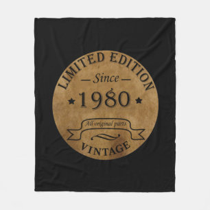 Born in 1980 vintage birthday fleece blanket