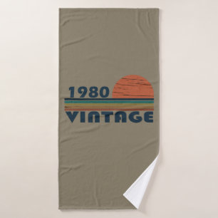 Born in 1980 vintage birthday gift bath towel