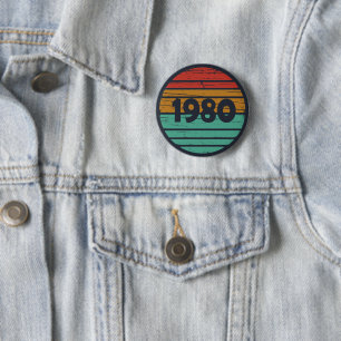 Born in 1980 vintage birthday gift button