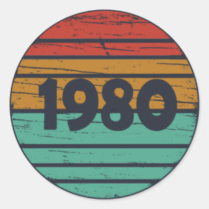 Born in 1980 vintage birthday gift classic round sticker