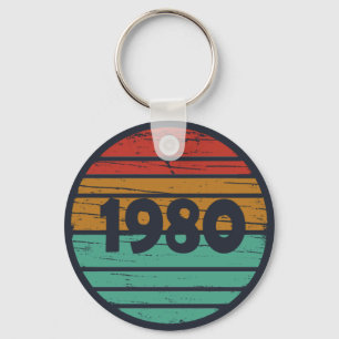 Born in 1980 vintage birthday gift keychain