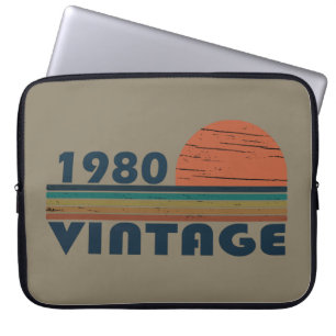Born in 1980 vintage birthday gift laptop sleeve