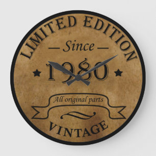 Born in 1980 Vintage Birthday Gift Large Clock