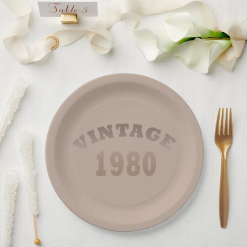 Born in 1980 vintage birthday gift paper plates