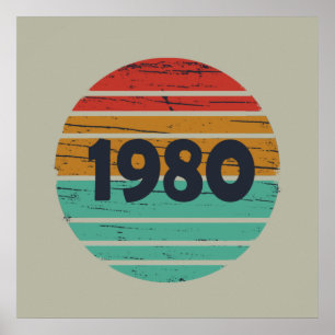 Born in 1980 vintage birthday gift poster