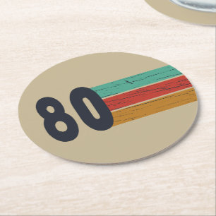 Born in 1980 vintage birthday gift round paper coaster