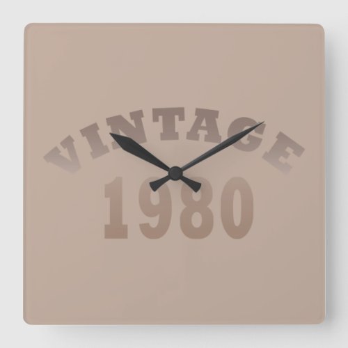 Born in 1980 vintage birthday gift square wall clock