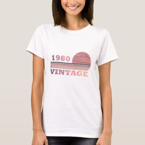 born in 1980 vintage birthday gift T_Shirt