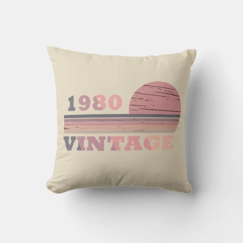 born in 1980 vintage birthday gift throw pillow