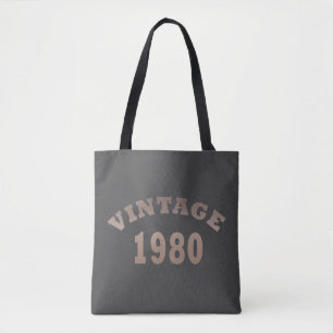 Born in 1980 vintage birthday gift tote bag
