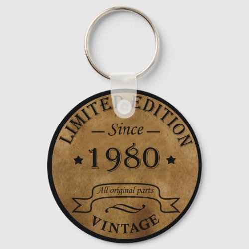 Born in 1980 vintage birthday keychain