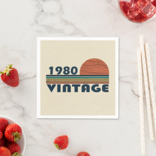 Born in 1980 vintage birthday napkins