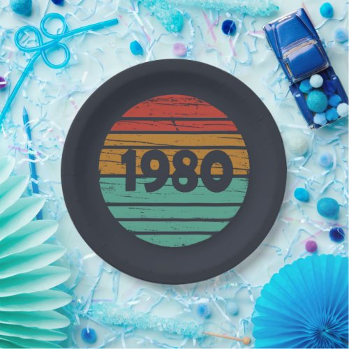 Born in 1980 vintage birthday paper plates