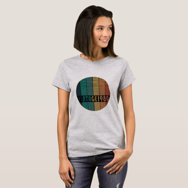 Born in 1980 vintage birthday T-Shirt (Front Full)