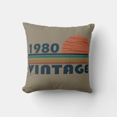 Born in 1980 vintage birthday throw pillow