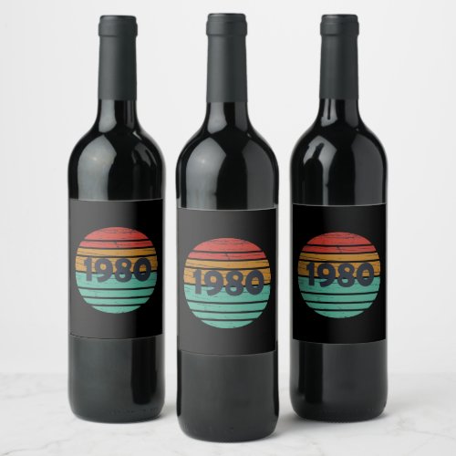 Born in 1980 vintage birthday wine label