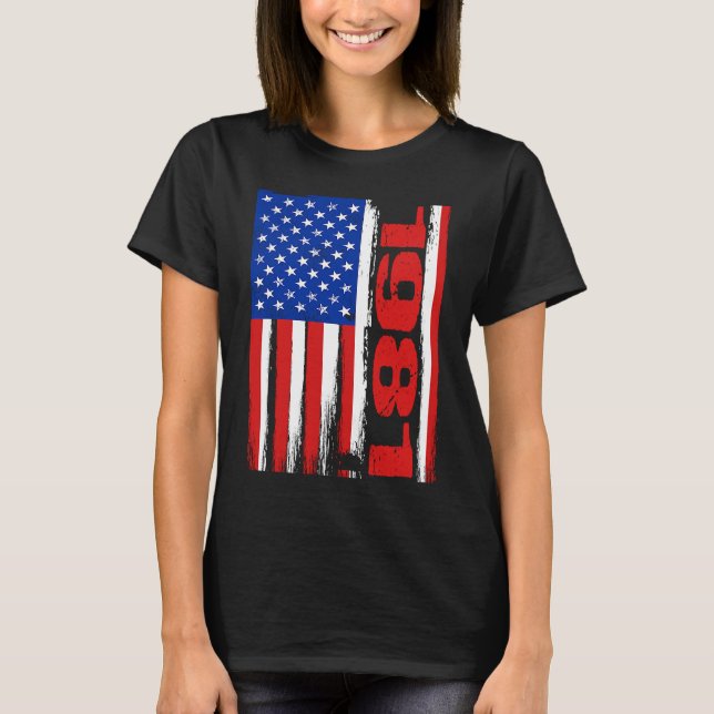 Born in 1981 US Flag Patriotic Veterans Day 4th Of T-Shirt (Front)
