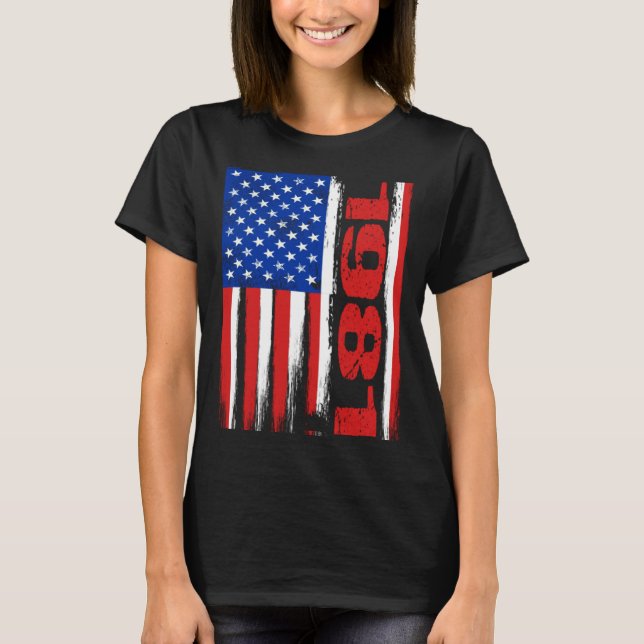 Born in 1981 US Flag Patriotic Veterans Day 4th Of T-Shirt (Front)