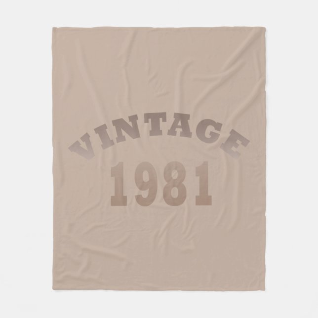 Born in 1981 vintage birthday fleece blanket (Front)