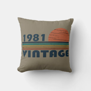 Born in 1981 vintage birthday gift throw pillow