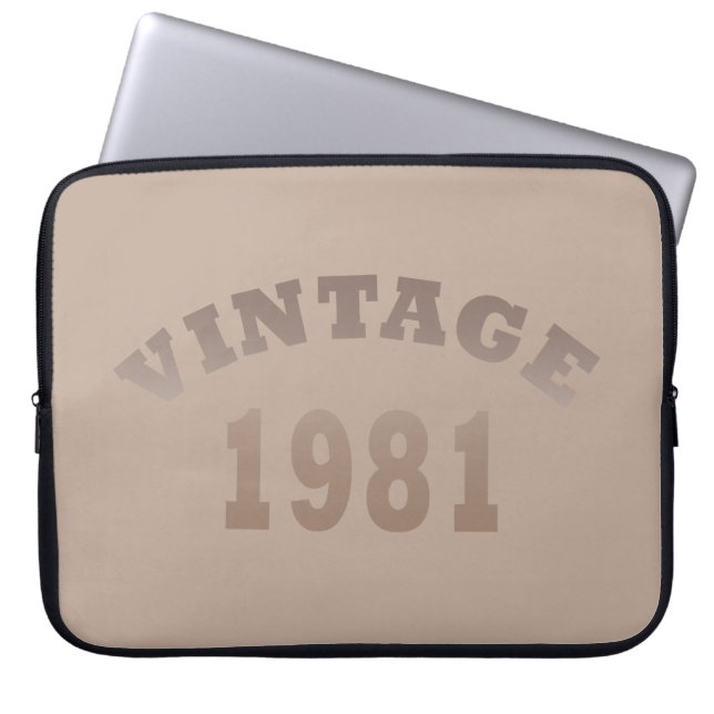 Born in 1981 vintage birthday laptop sleeve (Front)