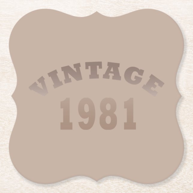 Born in 1981 vintage birthday paper coaster (Front)