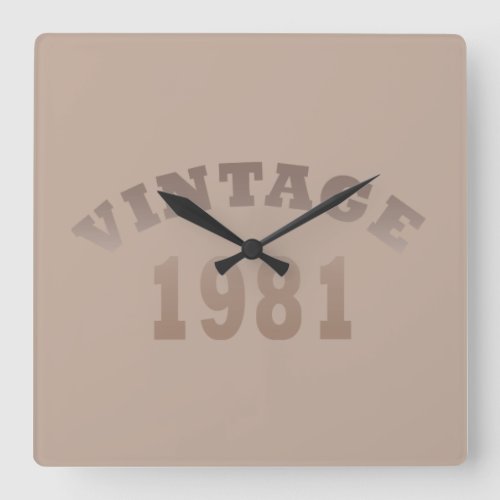 Born in 1981 vintage birthday square wall clock