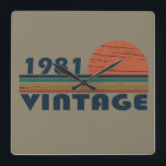 Born in 1981 vintage birthday square wall clock<br><div class="desc">You can add some originality to your wardrobe with this original 1981 vintage sunset retro-looking birthday design with awesome colors and typography font lettering, is a great gift idea for men, women, husband, wife girlfriend, and a boyfriend who will love this one-of-a-kind artwork. The best amazing and funny holiday present...</div>