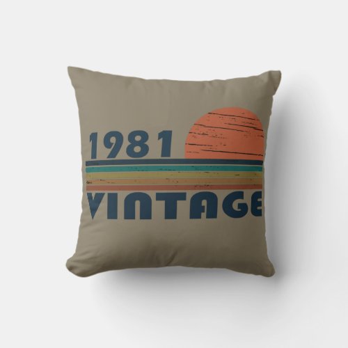 Born in 1981 vintage birthday throw pillow