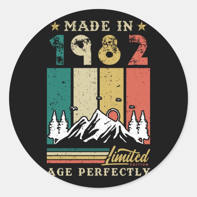 Born In 1982 Birthday Classic Round Sticker (Front)