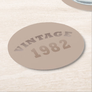 Born in 1982 elegant modern vintage birthday round paper coaster