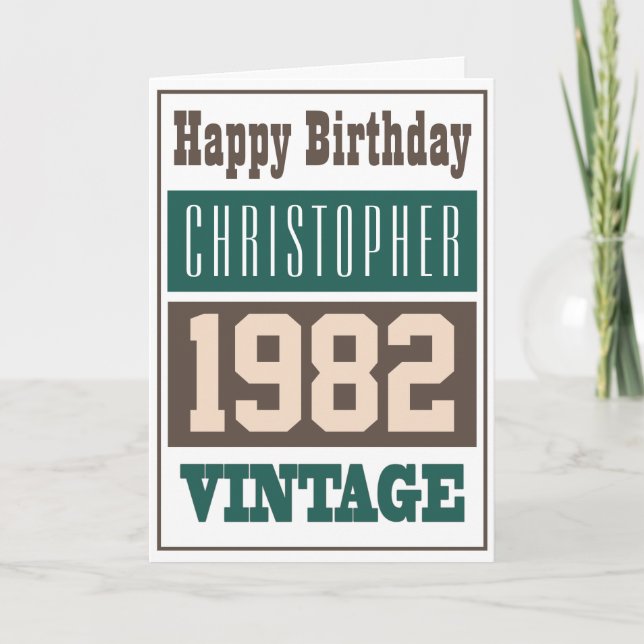 Born in 1982 Greetings Card (Front)