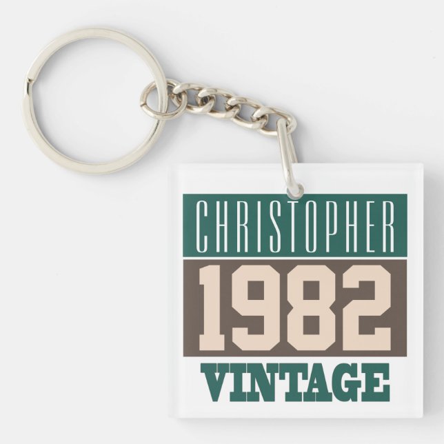 Born in 1982, Personalised Gift Keychain (Front)