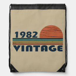 Born in 1982 vintage birthday drawstring bag