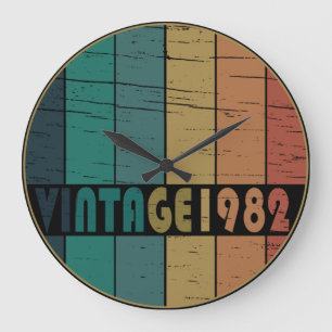 born in 1982 vintage birthday large clock