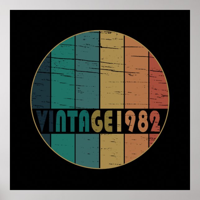 Born in 1982 vintage birthday poster (Front)