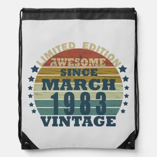 Born in 1983 vintage birthday drawstring bag