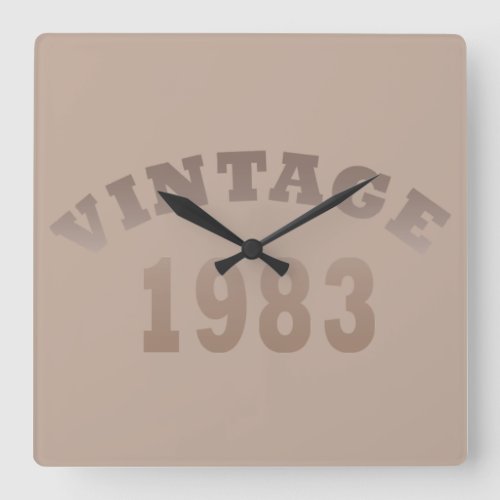 Born in 1983 vintage birthday gift square wall clock