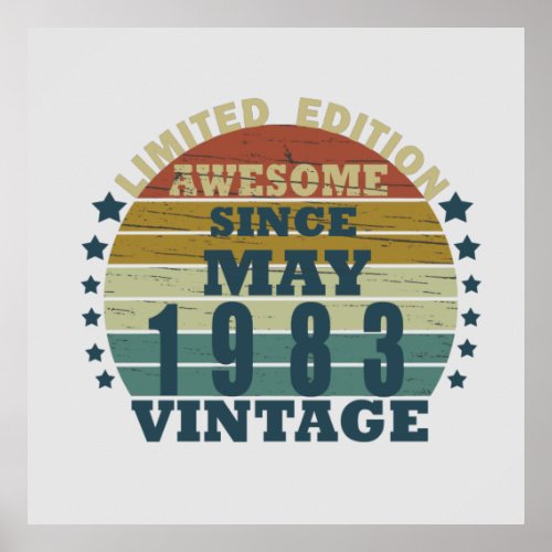 Born in 1983 vintage birthday poster