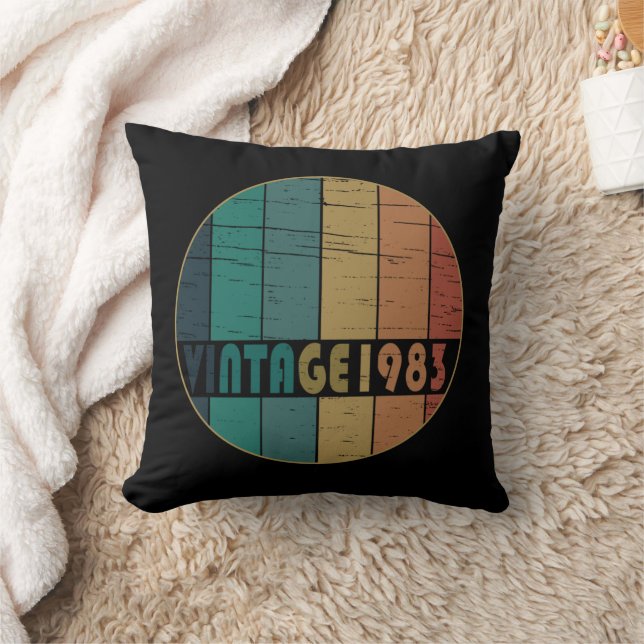 Born in 1983 vintage birthday throw pillow (Blanket)