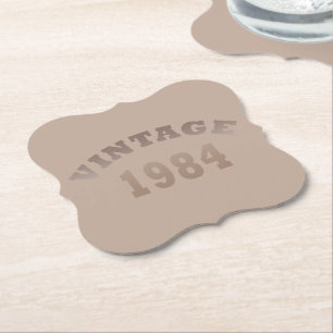Born in 1984 elegant modern vintage birthday paper coaster