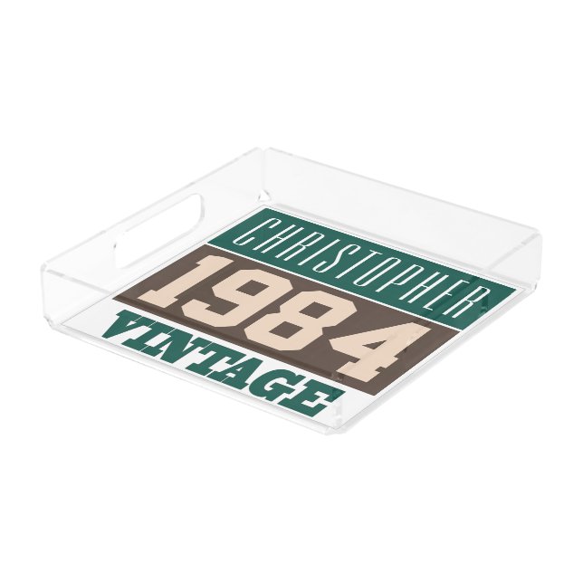 Born in 1984 Personalised Gift Acrylic Tray (Angled)