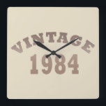 Born in 1984 vintage 40th birthday square wall clock<br><div class="desc">You can add some originality to your wardrobe with this original and modern 1984 birthday graphic design with awesome color and typography font lettering, it is a great gift idea for men, women, husband, wife girlfriend, and a boyfriend who will love this one-of-a-kind artwork. The best unique and funny holiday...</div>