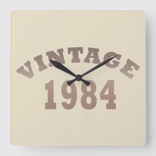 Born in 1984 vintage 40th birthday square wall clock