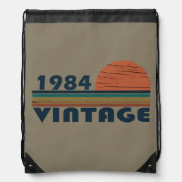 born in 1984 vintage birthday drawstring bag
