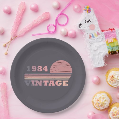 born in 1984 vintage birthday gift paper plates