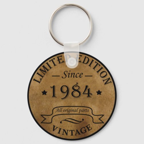 Born in 1984 vintage birthday keychain