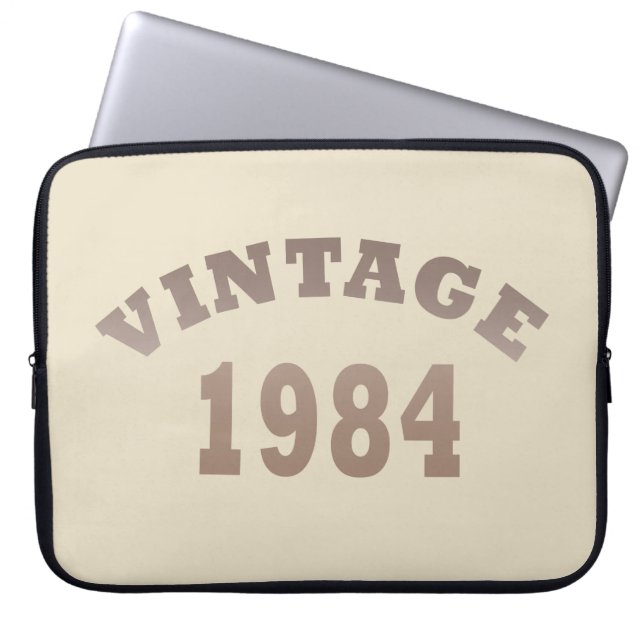 Born in 1984 vintage birthday laptop sleeve (Front)