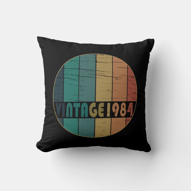 Born in 1984 vintage birthday throw pillow (Front)