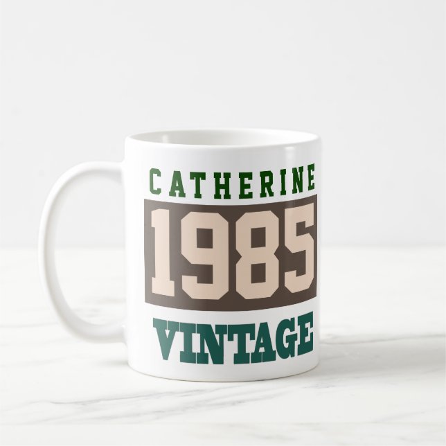 Born in 1985. 1985 Year of Birth - Birthday Coffee Mug (Left)